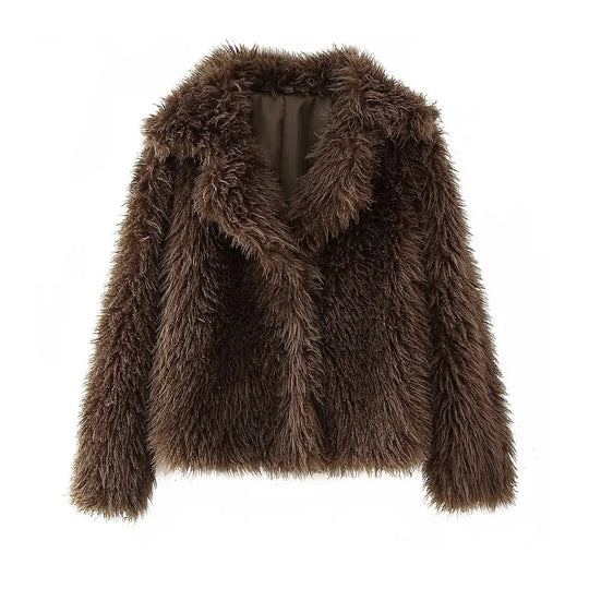 Damen Kuschelige Fleecejacke mit großzügigem Kragen und weichem Innenfutter EB