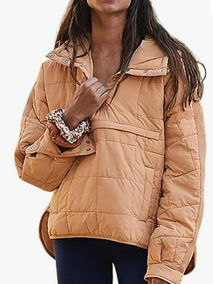 Damen lässige Steppjacke mit Kapuze und Eingrifftaschen EB