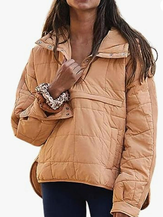 Damen lässige Steppjacke mit Kapuze und Eingrifftaschen EB