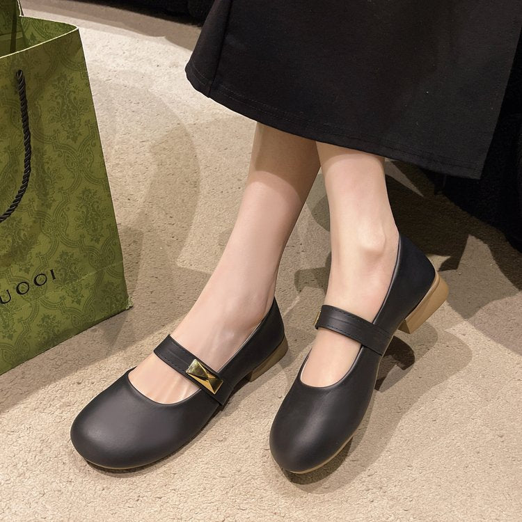 Damen elegante Ballerinas mit dekorativem Riemen EB