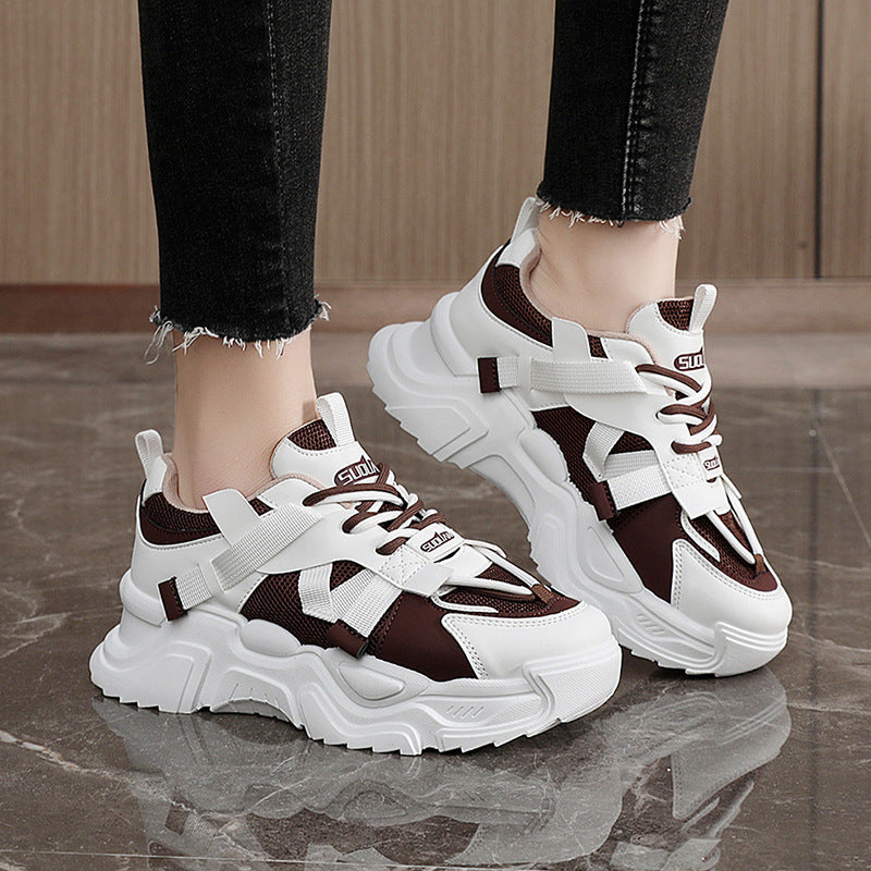 Damen modische Chunky Sneakers mit atmungsaktivem Obermaterial und dämpfendem Profil EB
