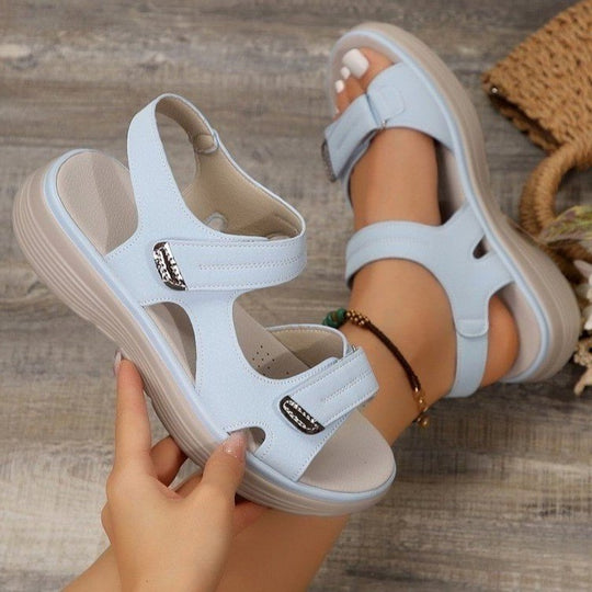 Damen bequeme Riemchen-Sandalen mit verstellbarem Klettverschluss EB