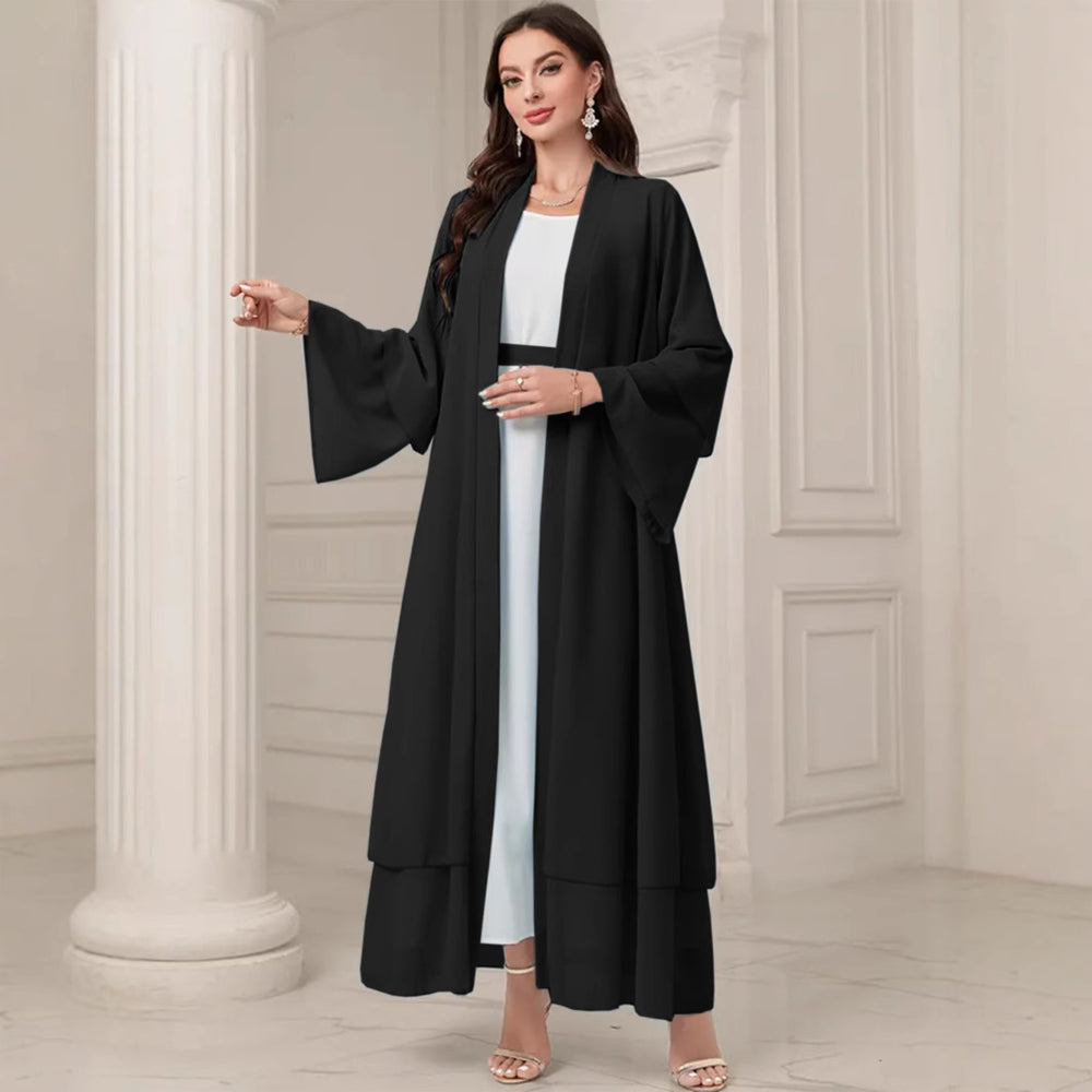 Damen Elegante lange Kimono-Jacke aus fließendem Stoff mit weitem Schnitt EB