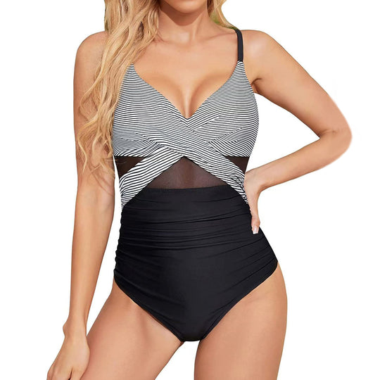 Damen Hochwertiger Einteiler Badeanzug mit trendigen Cut-Out-Details EB