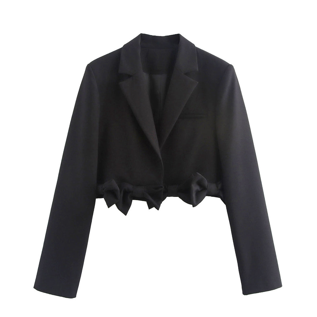 Damen cropped Blazerjacke mit Rüschendetails und schickem Schnitt EB