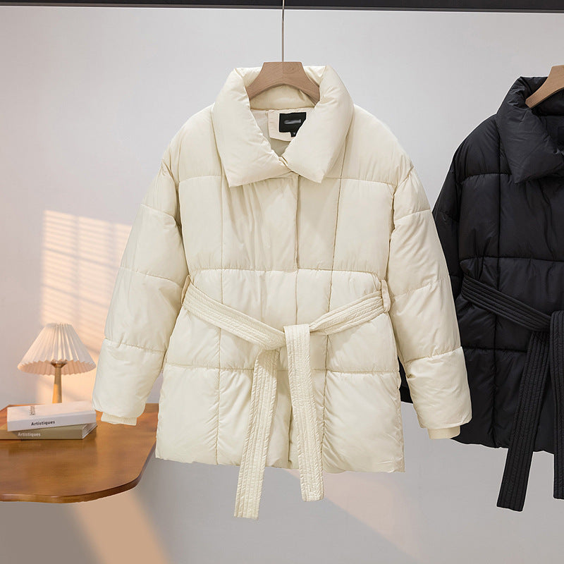 Damen Wattierte Jacke mit Gürtel und eleganter Kragenform EB