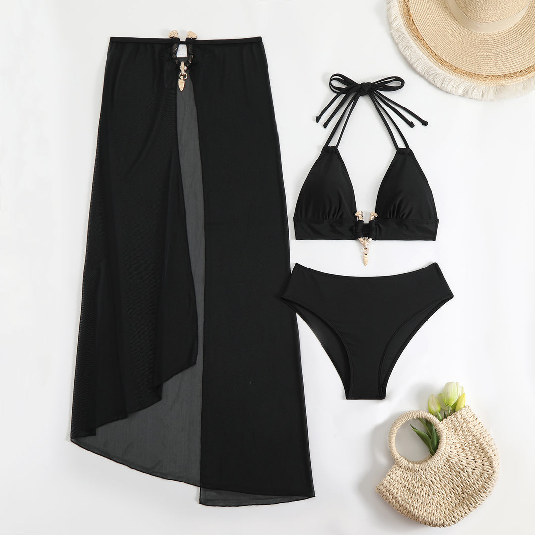Damen Bikini-Set mit schickem Wickelrock und raffiniertem Halterneck EB
