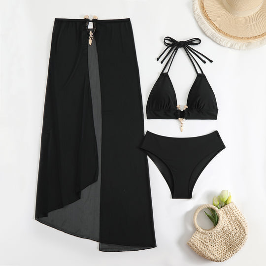 Damen Bikini-Set mit schickem Wickelrock und raffiniertem Halterneck EB