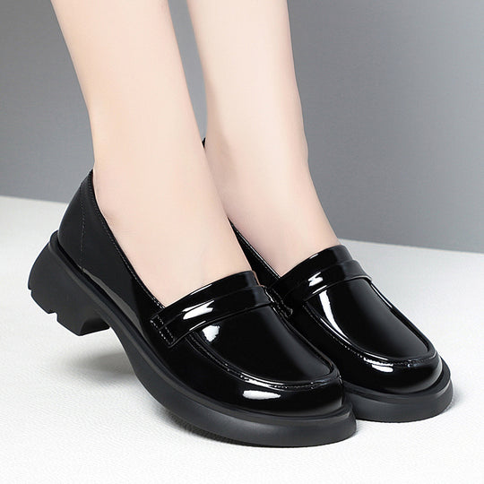 Damen Modische Slipper mit glänzender Oberfläche und blockiertem Absatz EB