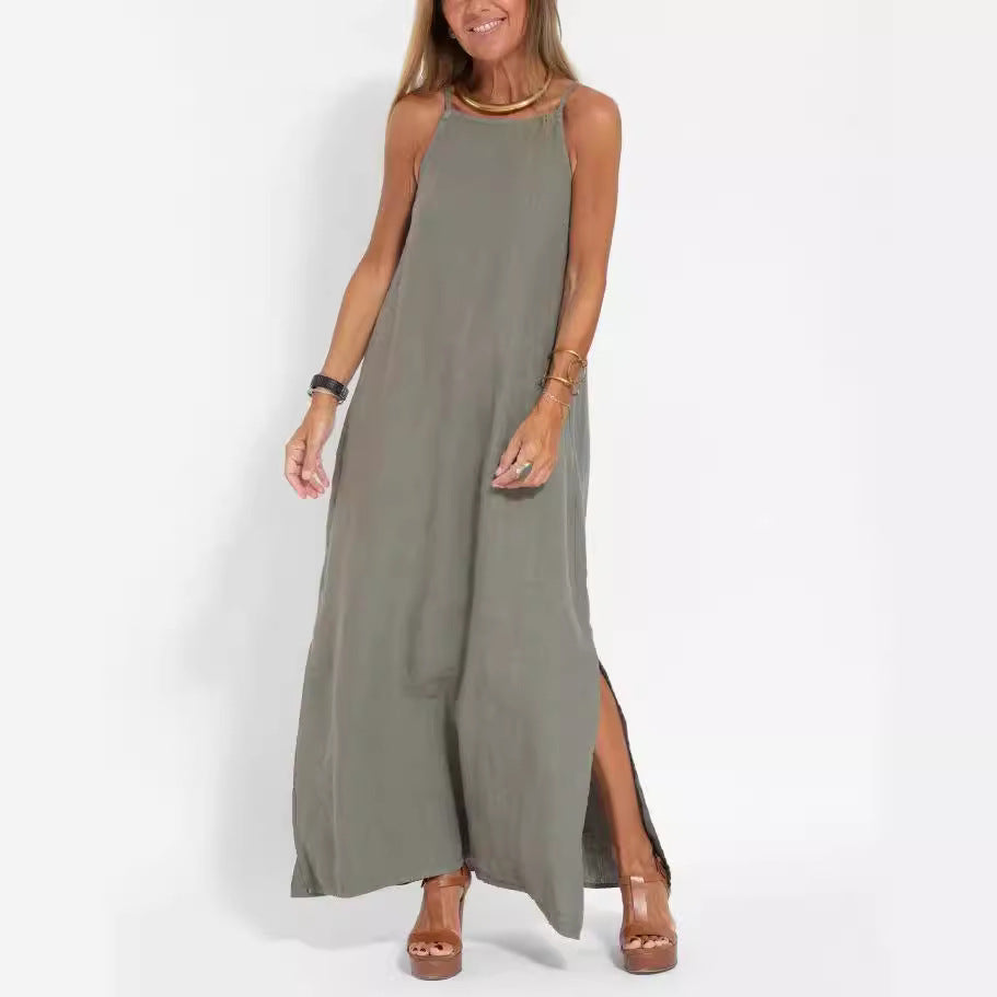 Damen Maxi-Kleid mit elegantem Schnitt und feinen Trägern EB