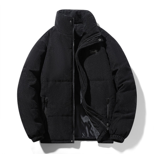 Herren gepolsterte Cordjacke mit hohem Stehkragen, wattierter Isolierung und Reißverschlusstaschen EB