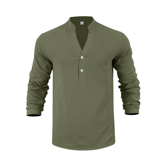 Herren Langarmshirt mit modischem Stehkragen und eleganten Knopfdetails EB