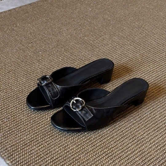 Damen elegante Slingback-Pantoletten mit verziertem Riemendesign EB