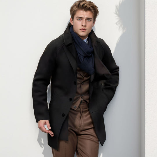 Herren lässiger Dufflecoat mit schickem Stehkragen und praktischen Taschen EB