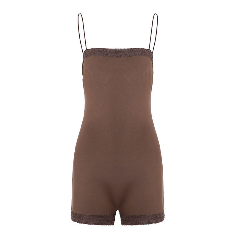 Damen ärmelloser Body mit Spitzenverzierungen EB