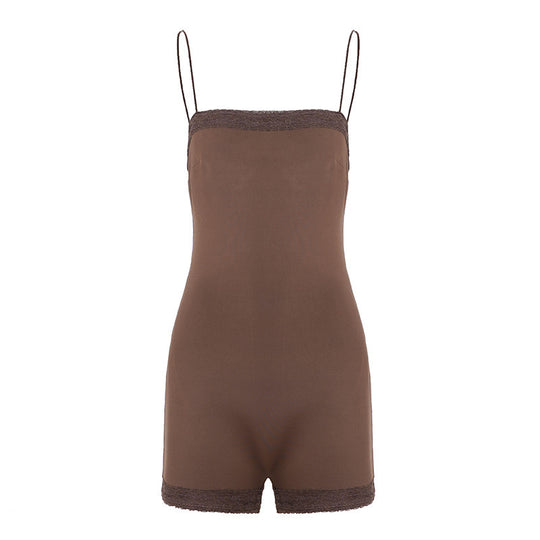 Damen ärmelloser Body mit Spitzenverzierungen EB