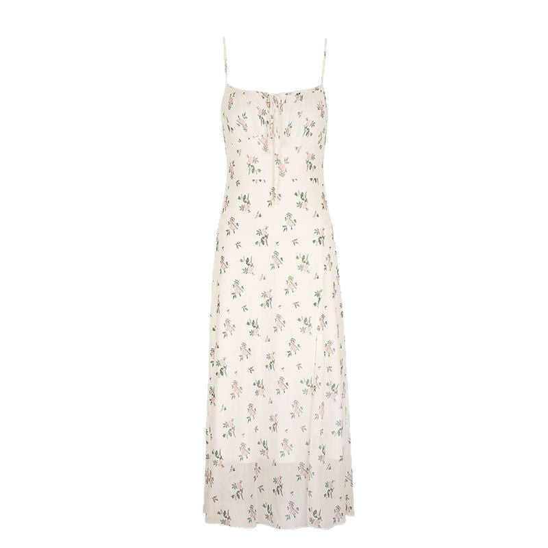 Damen Maxikleid mit feinen Spaghetti-Trägern und floralem Druck EB