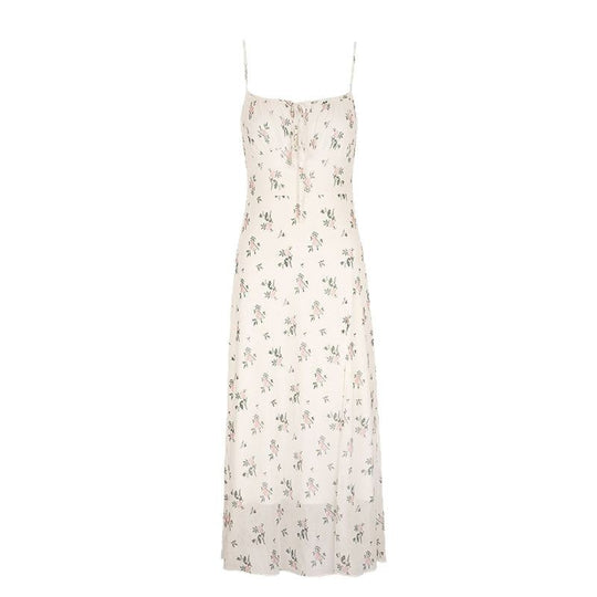 Damen Maxikleid mit feinen Spaghetti-Trägern und floralem Druck EB