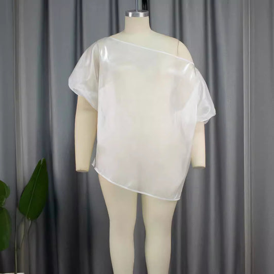 Damen Transparente Chiffon-Bluse EB