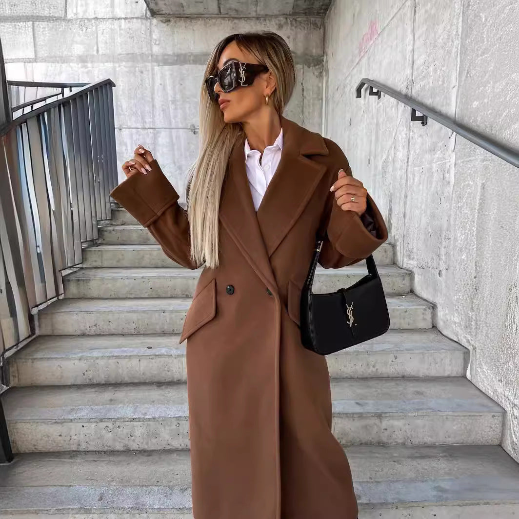 Damen Eleganter Oversized-Wollmantel EB