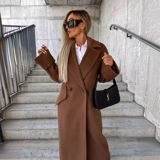 Damen Eleganter Oversized-Wollmantel EB