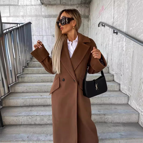 Damen Eleganter Oversized-Wollmantel EB