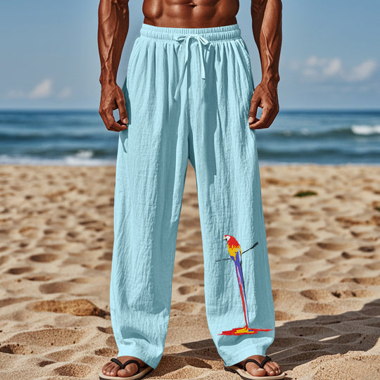 Herren Strandhose aus leichtem, atmungsaktivem Gewebe mit buntem Print EB