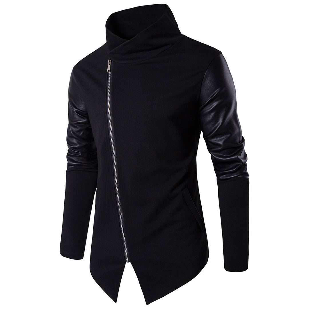 Herren Modische Jacke mit asymmetrischem Reißverschluss und kontrastierenden Ärmeln EB