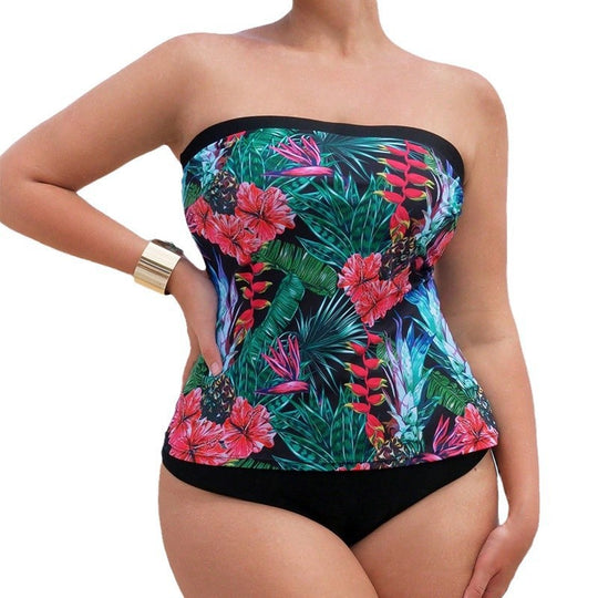 Damen Bandeau-Tankini mit lebhaftem Blumendruck EB