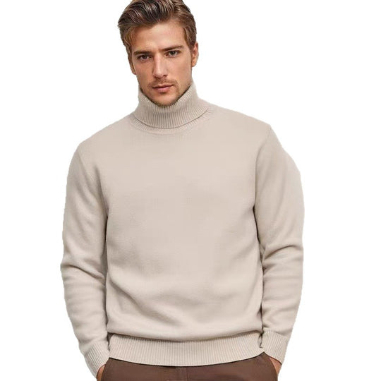 Herren nan feinstrick Rollkragenpullover mit schmaler Silhouette und gerippten Bündchen EB