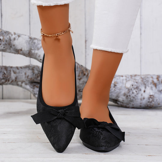 Damen Ballerinas mit floralem Muster und Schleifenverzierung EB