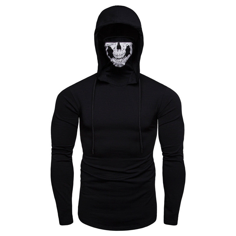 Herren Langarmshirt mit Kapuze und einzigartigem Totenkopfdesign EB