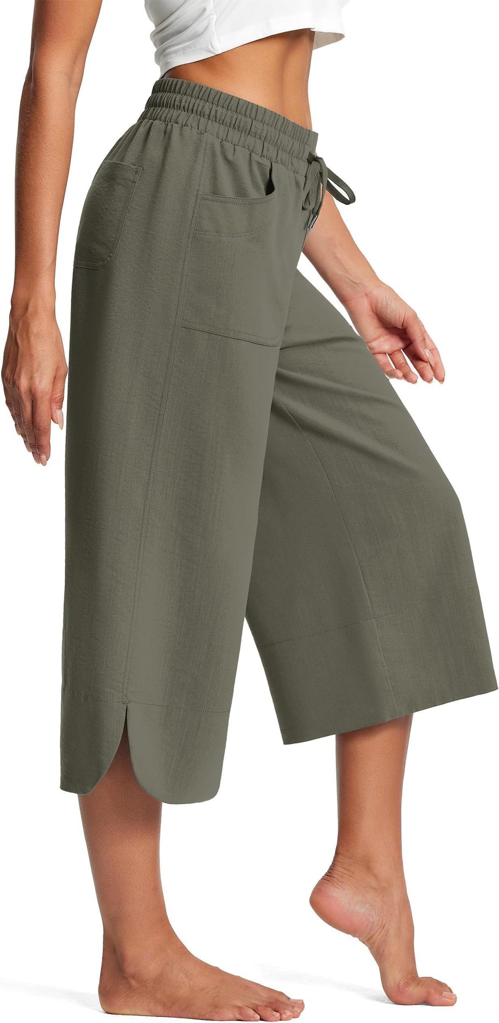 Damen bequeme Culotte mit elastischem Bund und praktischen Taschen EB