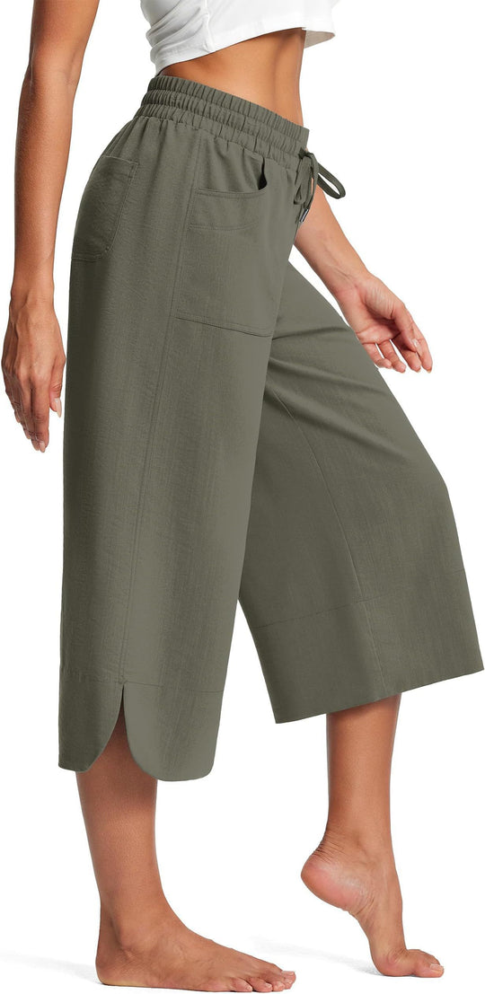 Damen bequeme Culotte mit elastischem Bund und praktischen Taschen EB