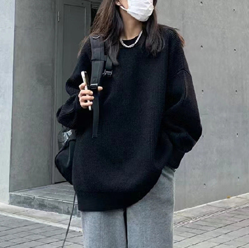 Damen Oversized Strickpullover mit feinem Rippenmuster und lässigem Schnitt EB