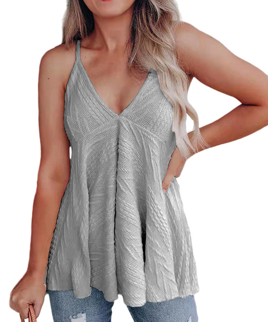 Damen lässiges Volant-Top mit V-Ausschnitt EB