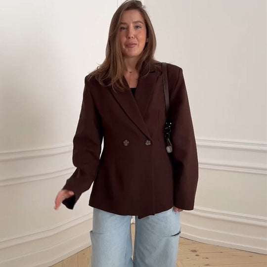 Damen eleganter Oversize-Blazer mit doppelter Knopfleiste EB