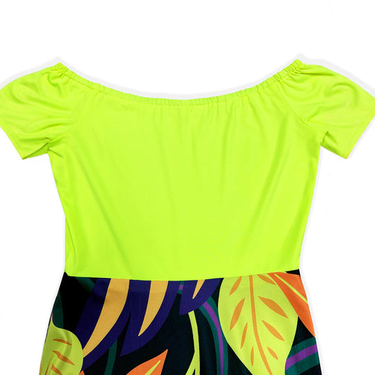 Damen Off-Shoulder Maxikleid mit floralem Design und elastischem Taillenband EB