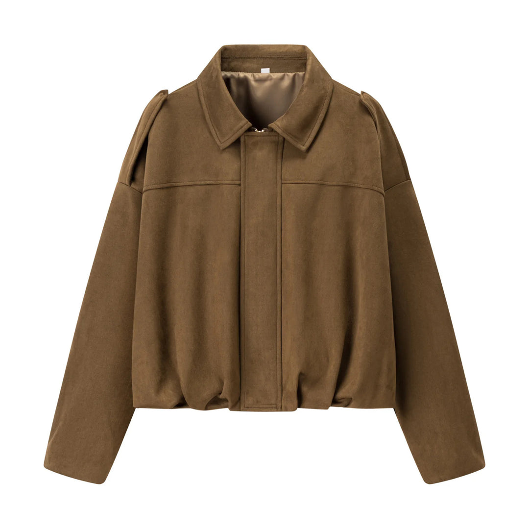 Damen modische cropped Jacke mit bequemen Bündchen und elegantem Kragen EB