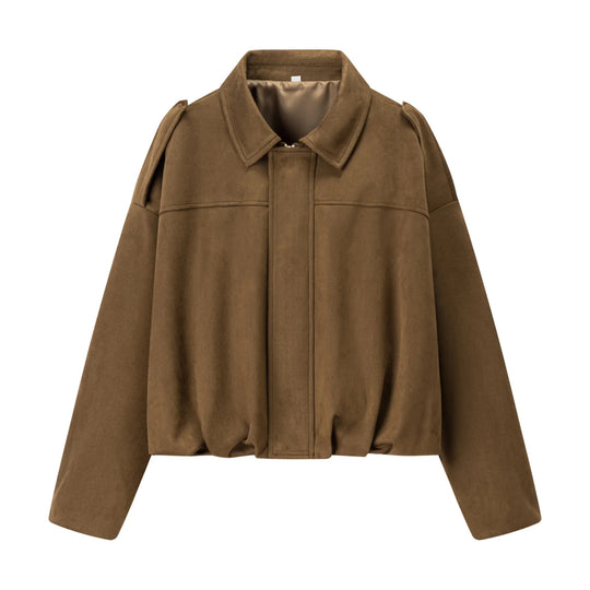Damen modische cropped Jacke mit bequemen Bündchen und elegantem Kragen EB