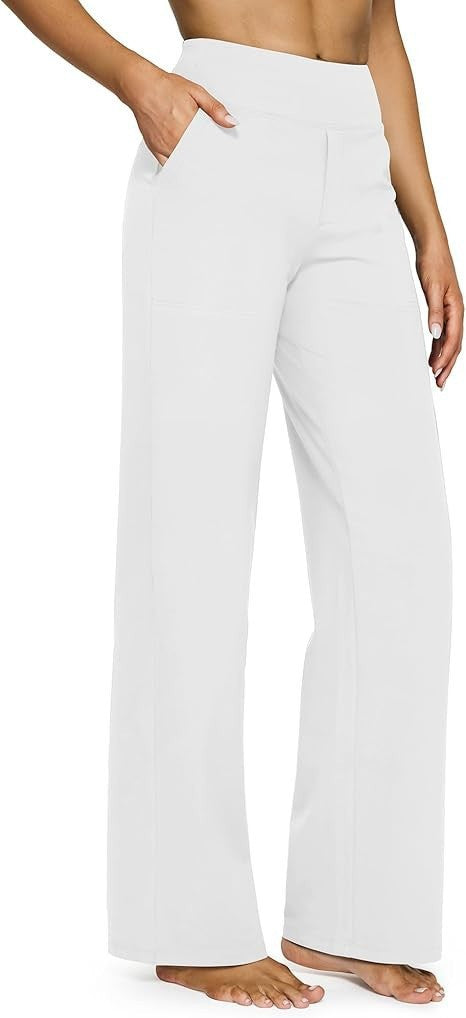 Damen nan weit geschnittene Palazzo-Hose mit hochgeschnittenem Komfortbund und Eingrifftaschen EB
