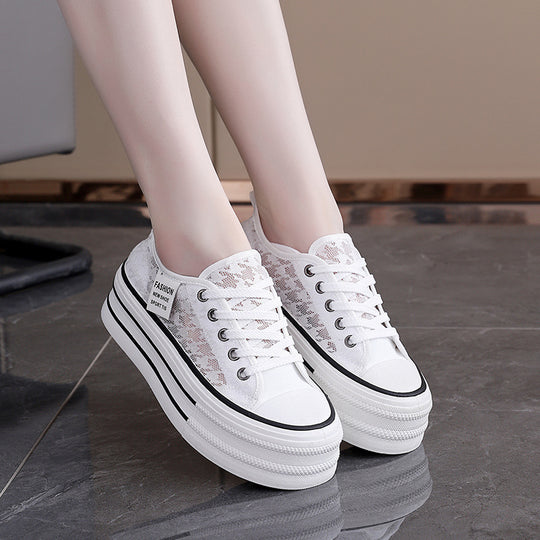 Damen Sneakers mit hohem Plateau und atmungsaktiver Oberseite EB