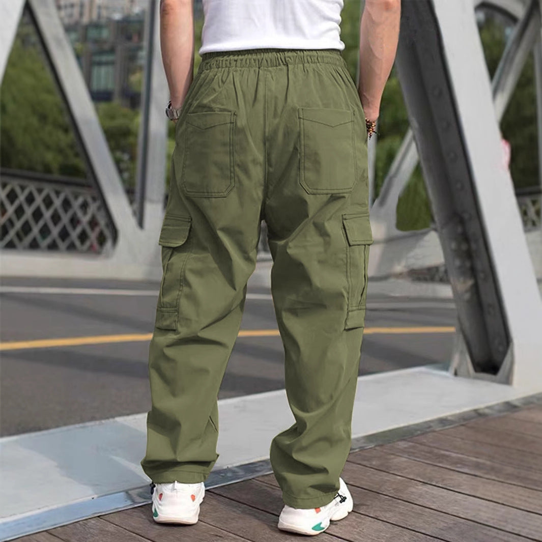 Herren lässige Cargo-Hose mit elastischem Bund und multifunktionalen Taschen EB