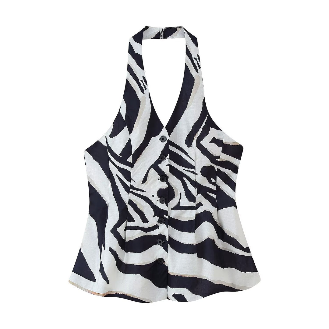 Damen weite Palazzo-Hose mit Zebra-Print EB