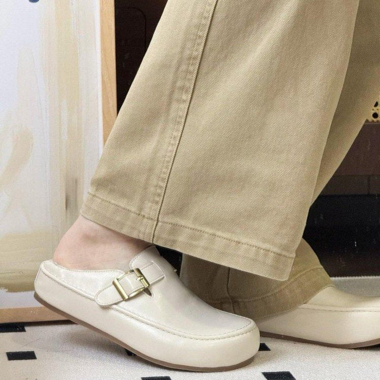 Damen stilvolle Clogs mit modischem Schnallenverschluss und hochwertigen Materialien EB