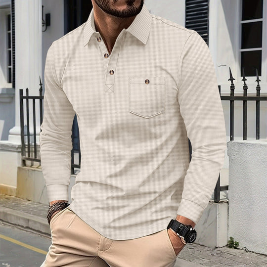 Herren Langarmhemd mit modischem Design und praktischem Brusttaschen EB