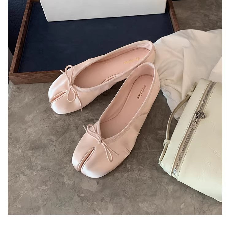 Damen Ballerinas mit modischem Punkte-Design und dekorativem Schleifenakzent EB