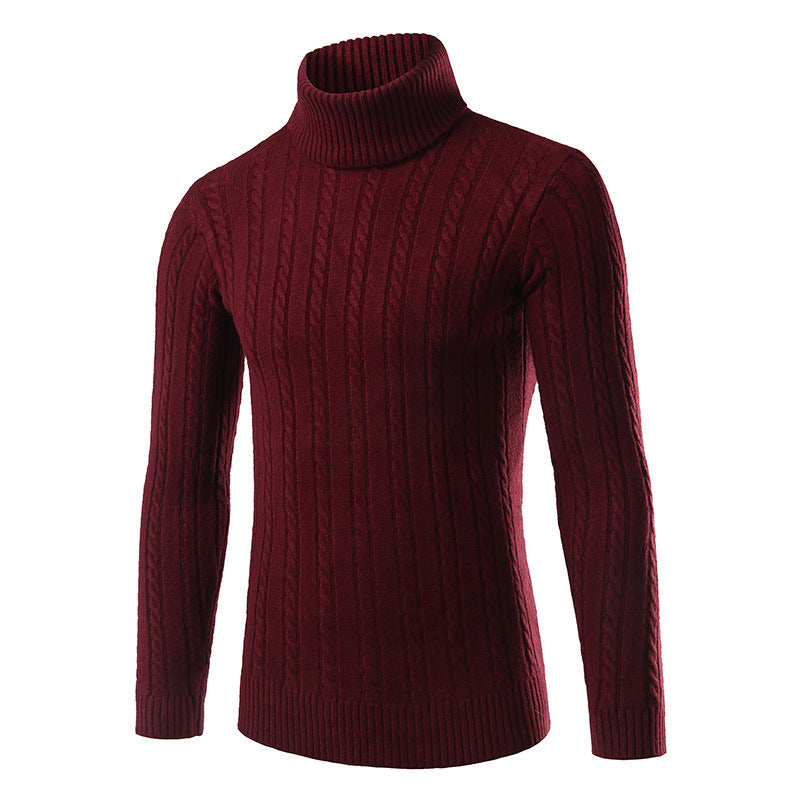 Herren stilvoller Rollkragenpullover mit Zopfmuster EB