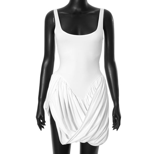 Damen elegantes geschnittenes Badeanzugkleid mit Raffung und hochwertigem Stretchmaterial EB