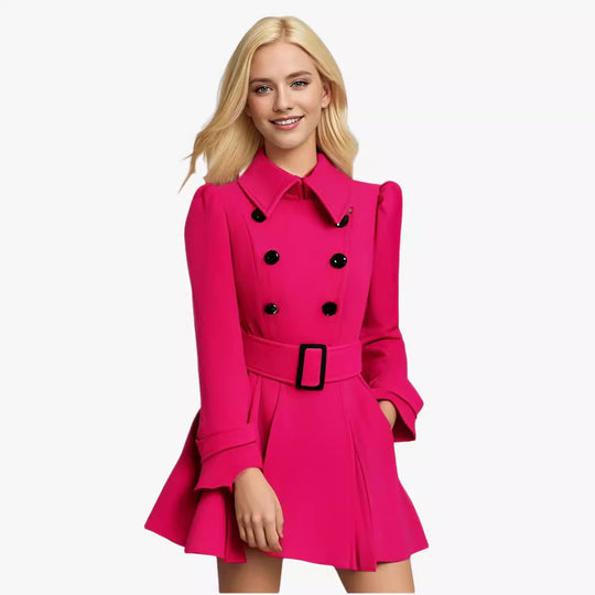 Damen eleganter Trenchcoat mit tailliertem Schnitt und dekorativen Knöpfen EB